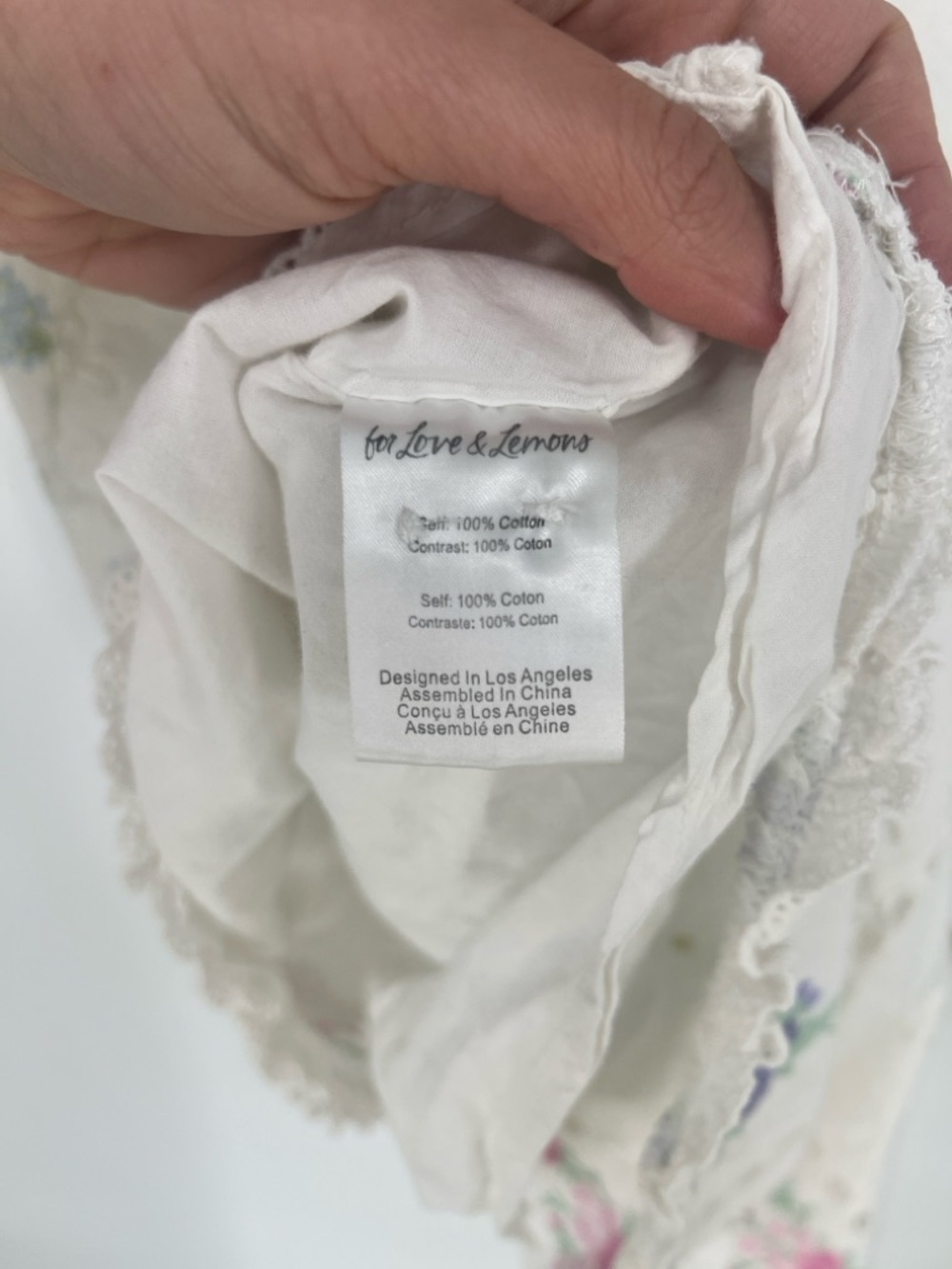 For Love And Lemons Andrea White Eyelet Strappy Mini Dress with Floral Motif L - Picture 8 of 9